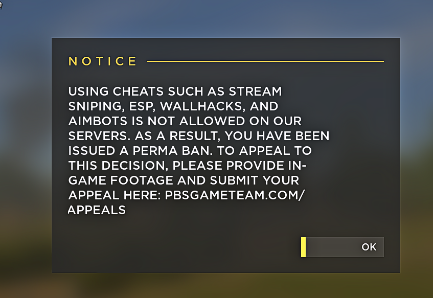 Ban message