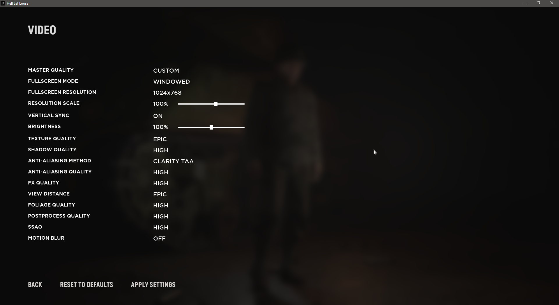 HLL settings