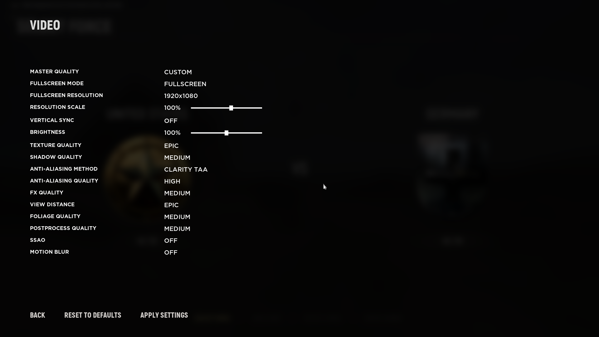 Graphic settings